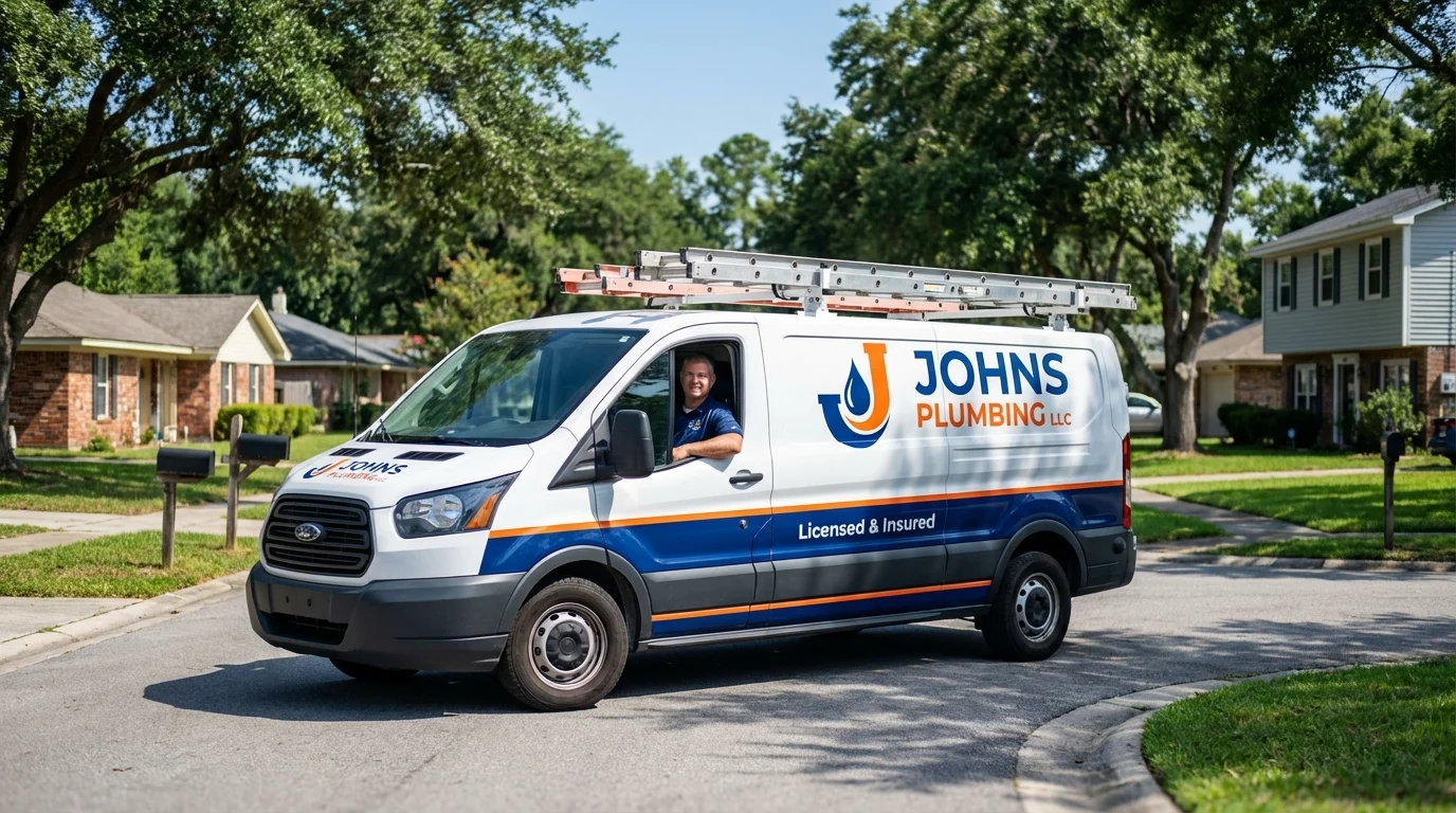 Johns Plumbing LLC service van in North Sioux City, SD