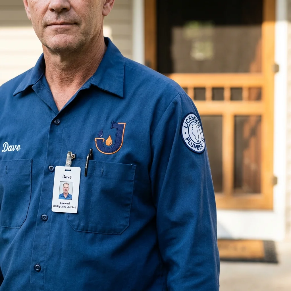 Licensed plumber showing ID badge in North Sioux City, SD