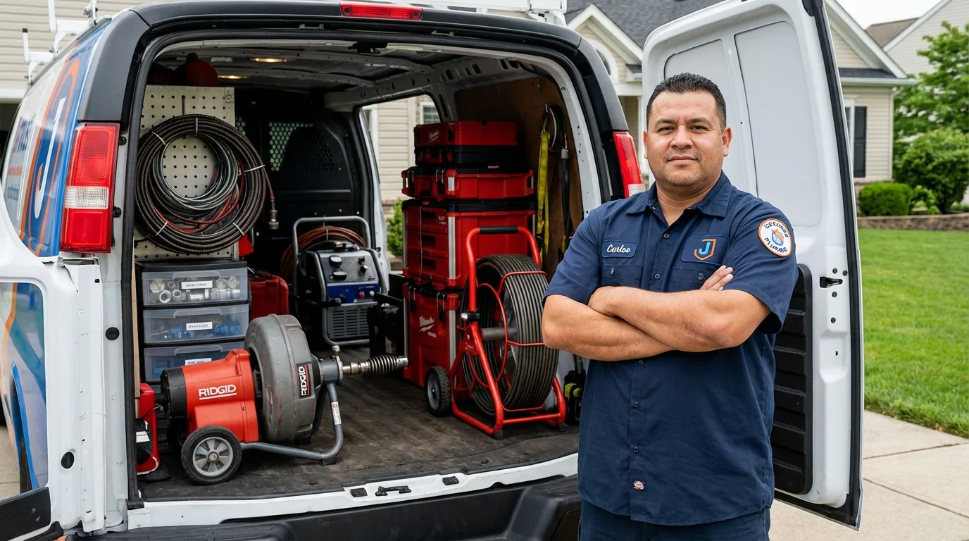 Professional drain cleaning equipment and Johns Plumbing LLC plumber in North Sioux City