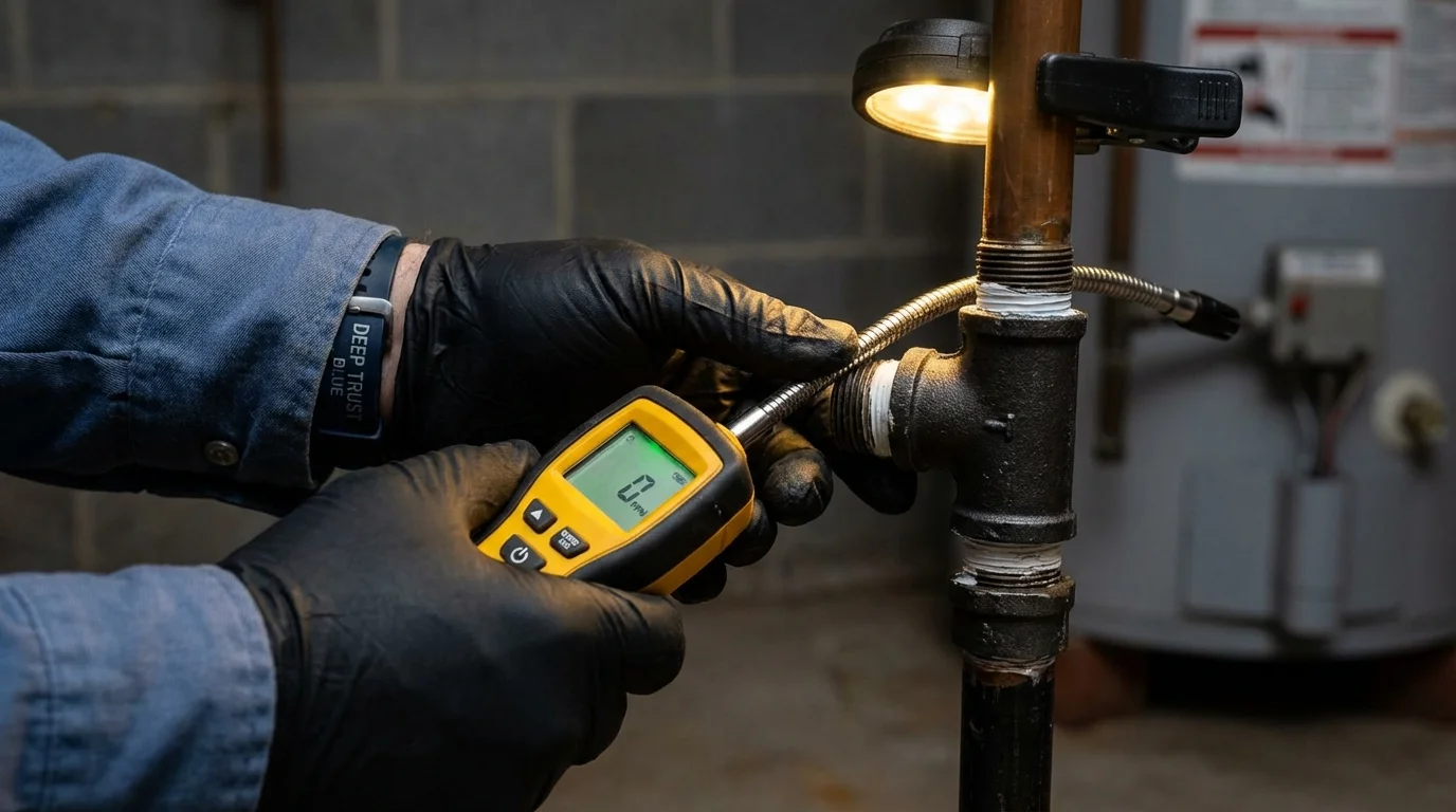 Gas leak detection with electronic sniffer by Johns Plumbing LLC in North Sioux City