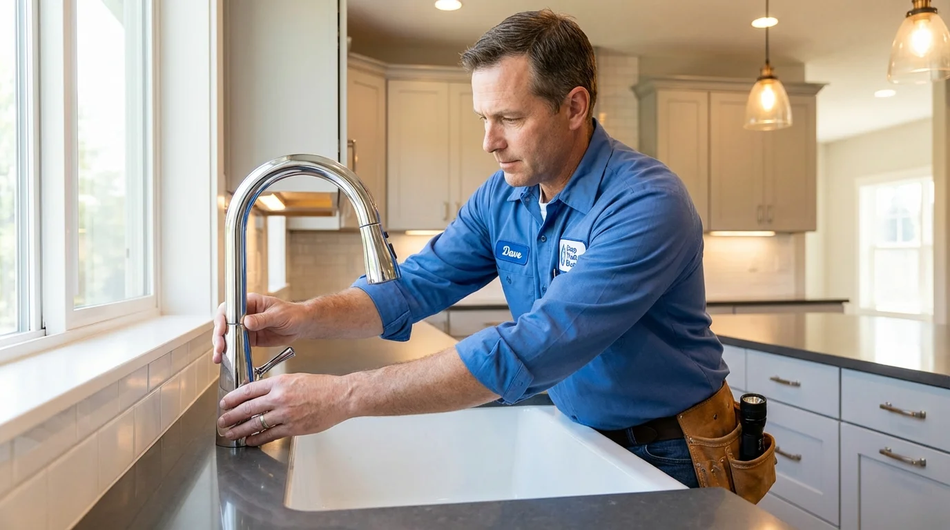 Kitchen faucet installation by Johns Plumbing LLC in North Sioux City