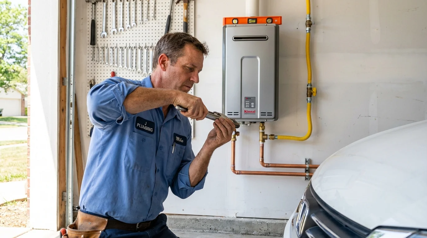 Tankless water heater installation by a Johns Plumbing LLC plumber in North Sioux City